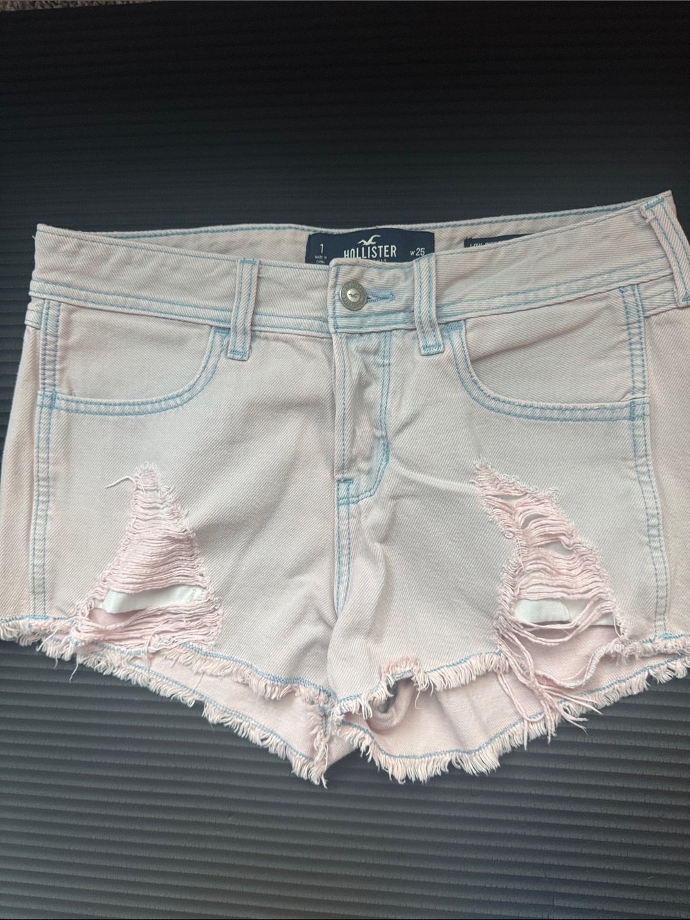 Hollister Pale Pink Distressed Denim Cutoff Shorts